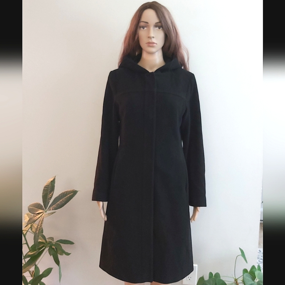 Women's Black Hooded Coat